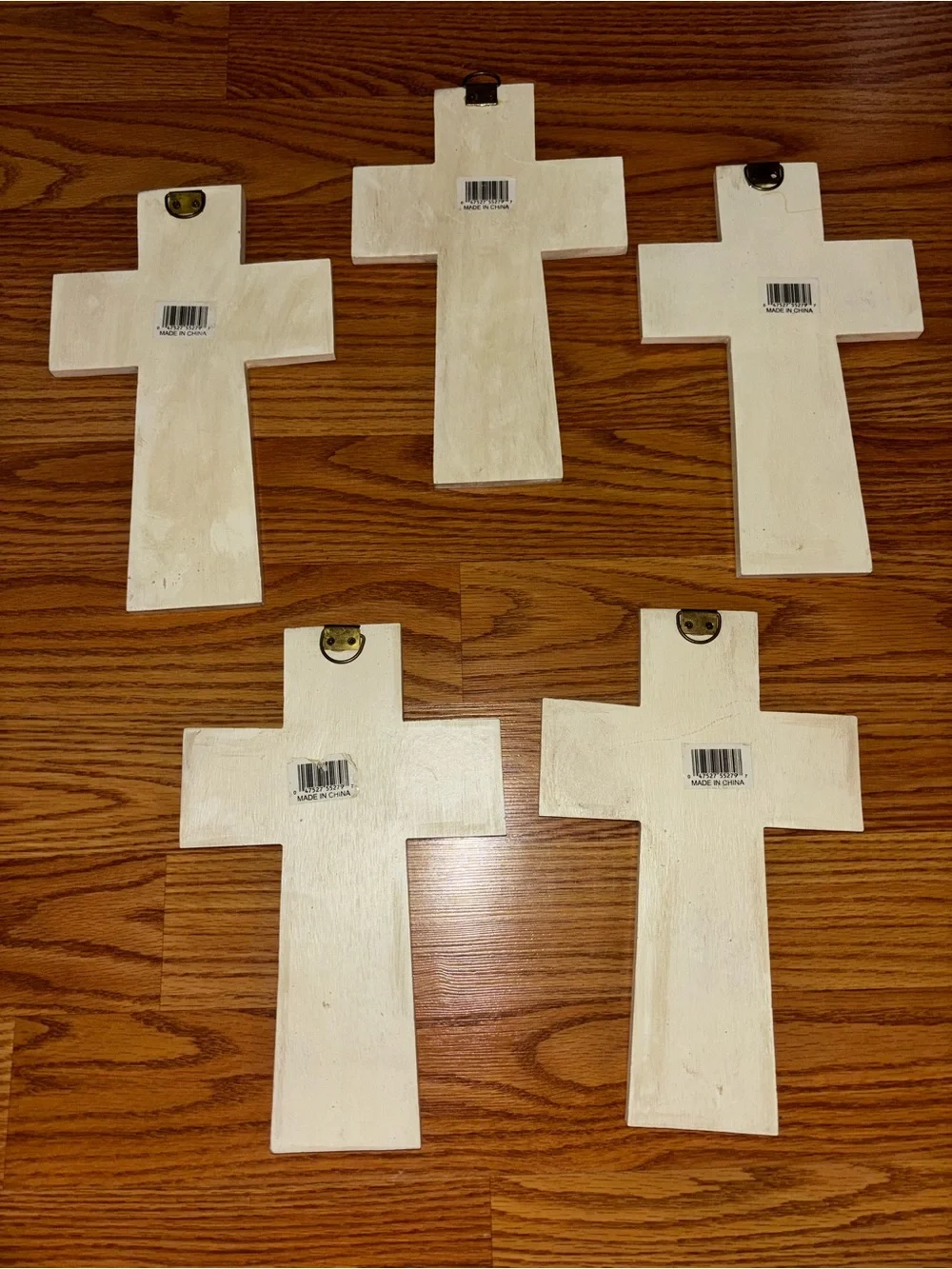 Set of 5 Decorative 'Love' & 'Believe' Wall Crosses - Ivory